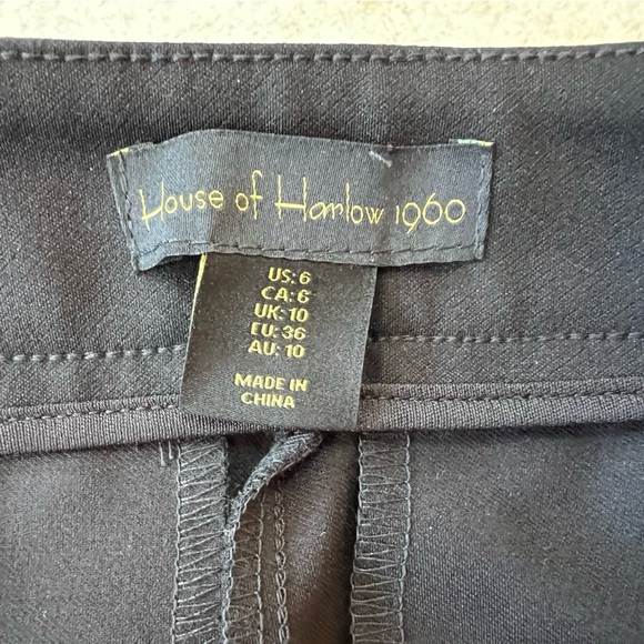 House of Harlow 1960 Wide Leg Button Front Patched Pockets Black Pants, 6 - Picture 3 of 7